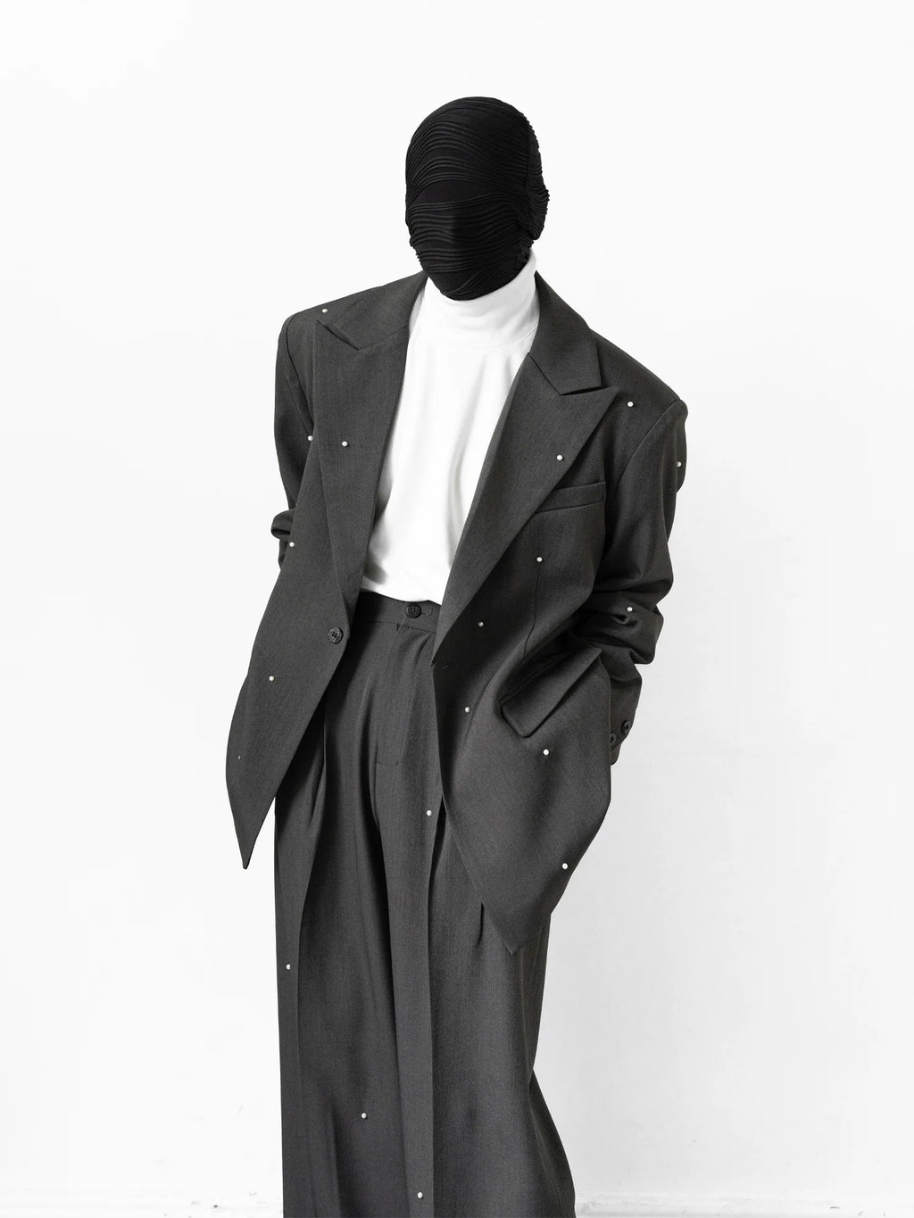Embellished Charcoal Oversized Suit and Pants