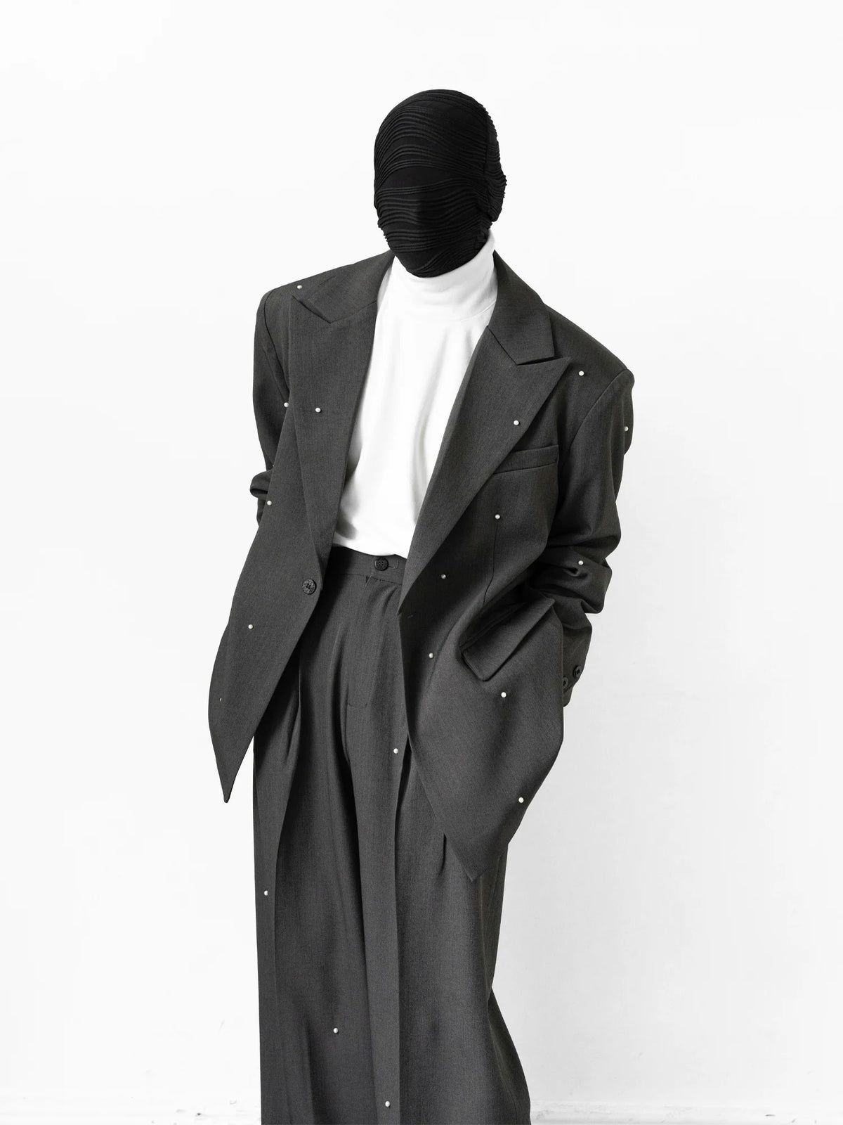 Embellished Charcoal Oversized Suit and Pants