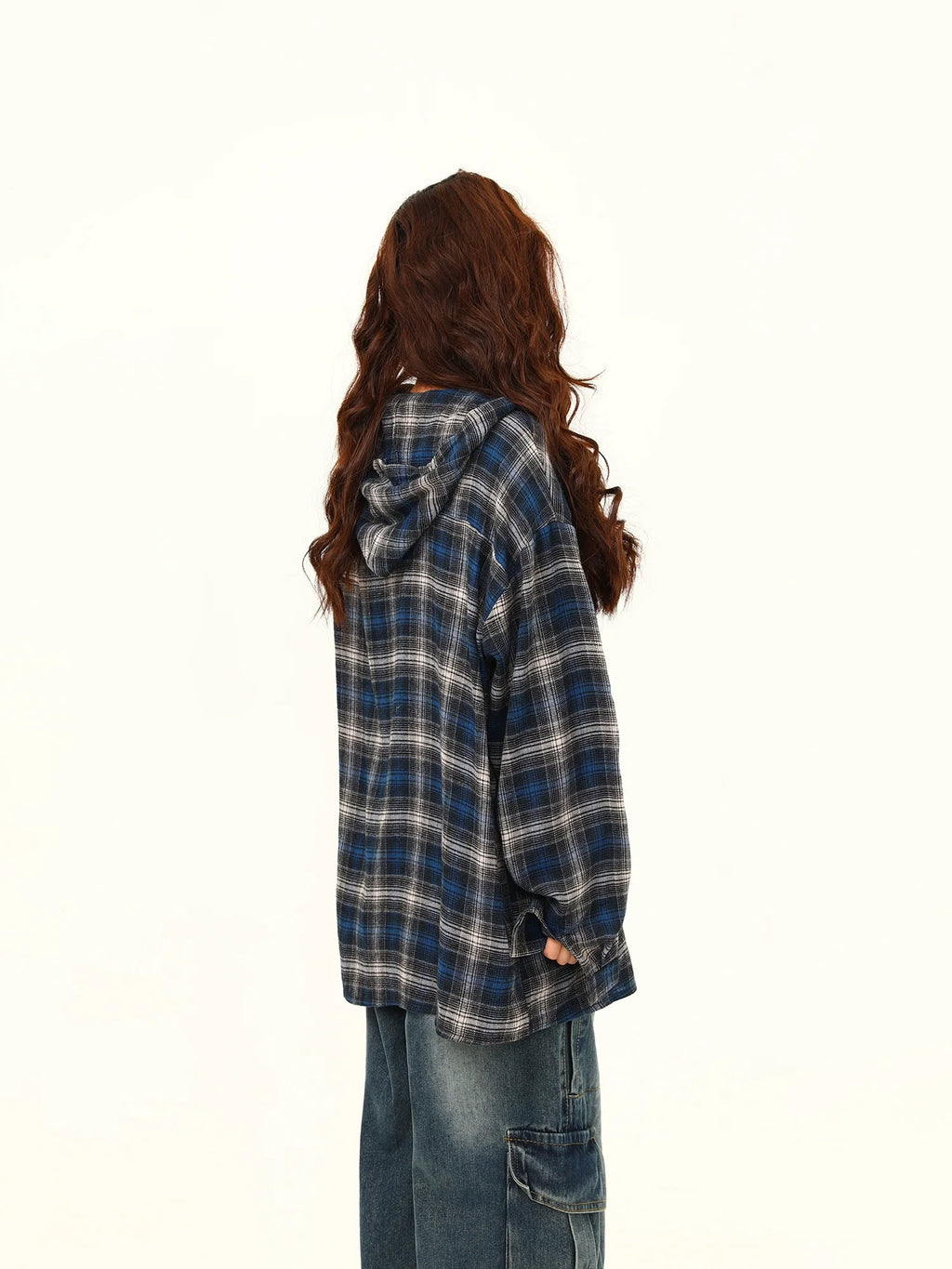 Blue Plaid Oversized Flannel Shirt