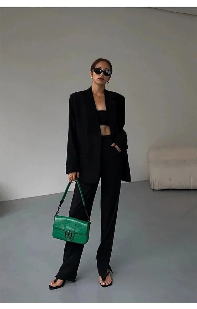 Neva Hu Black Oversized Korean-Style Blazer