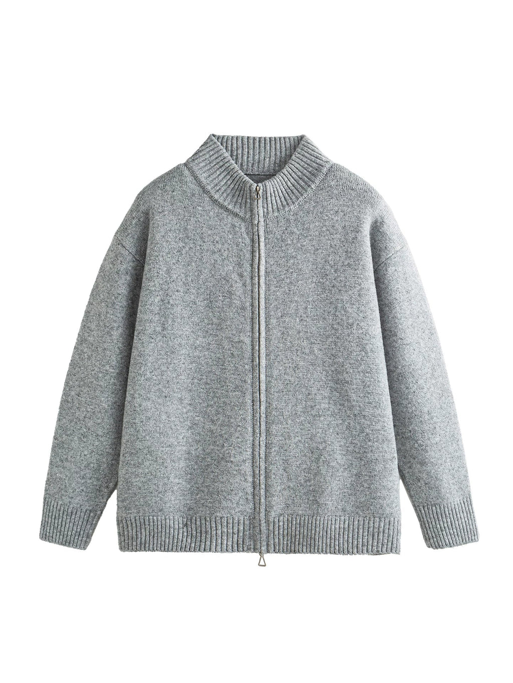 Mélange Zip Knit Cardigan
