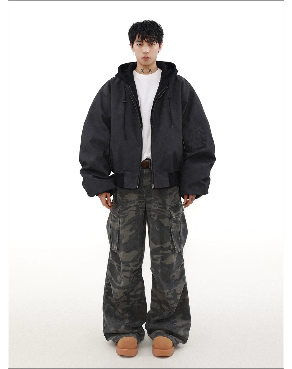 Umber Drift Oversized Moto Jacket