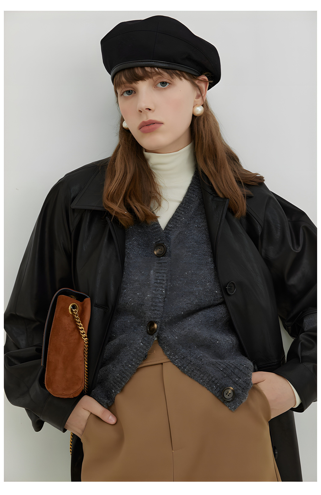 Black Retro-Style Eco-Friendly Pu Leather Moto Jacket