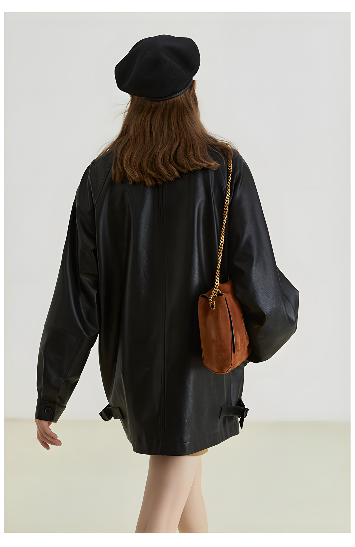 Black Retro-Style Eco-Friendly Pu Leather Moto Jacket
