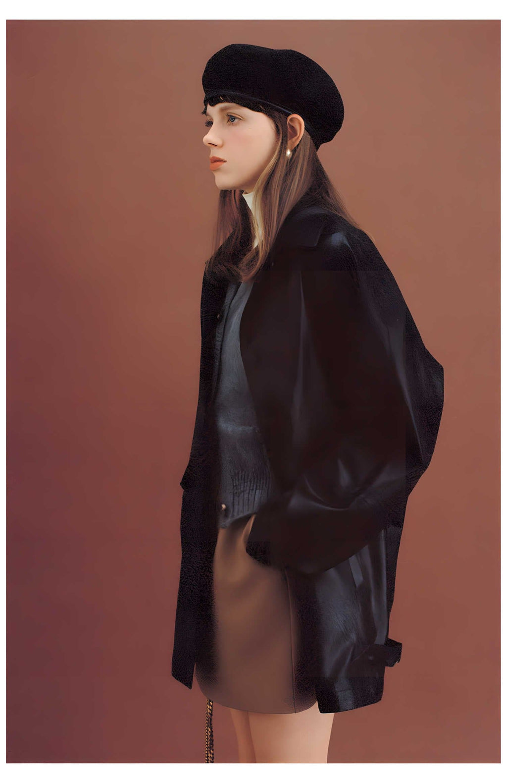 Black Retro-Style Eco-Friendly Pu Leather Moto Jacket