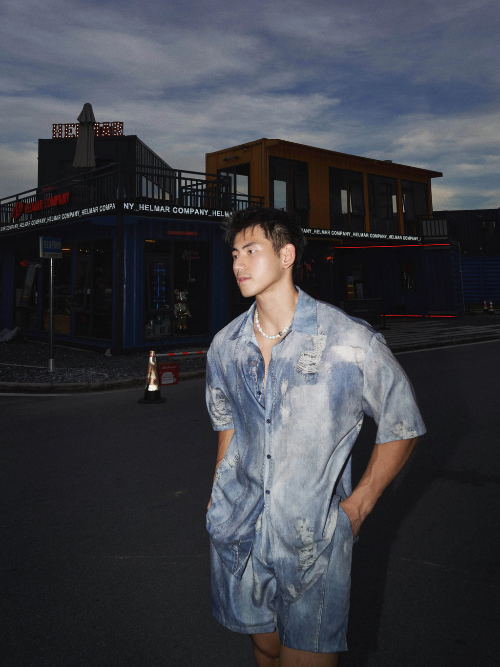 Distressed Denim Button Down Shirt