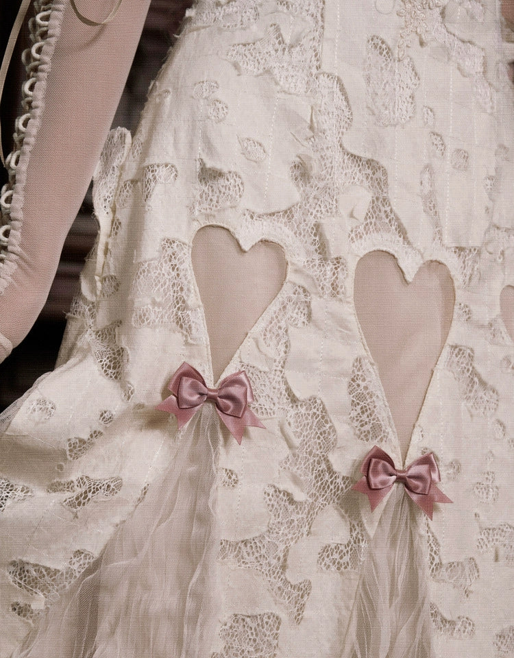 Vintage Lace Heart Cutout Gown