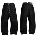 Asymmetric Button Wide-Leg Jeans