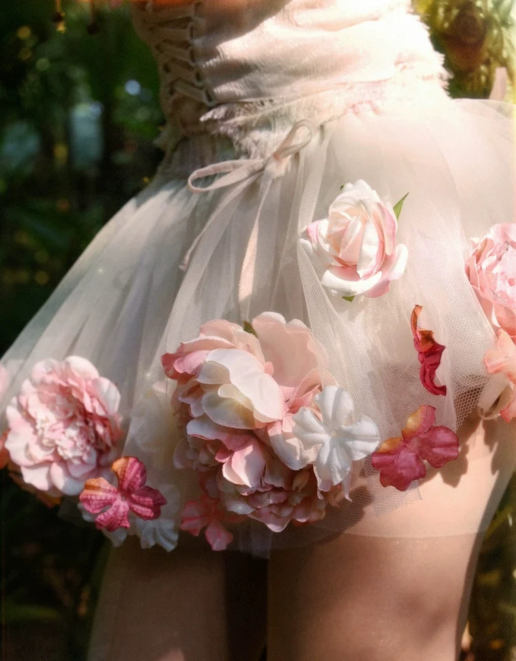 Flower-patterned Tulle Petticoat