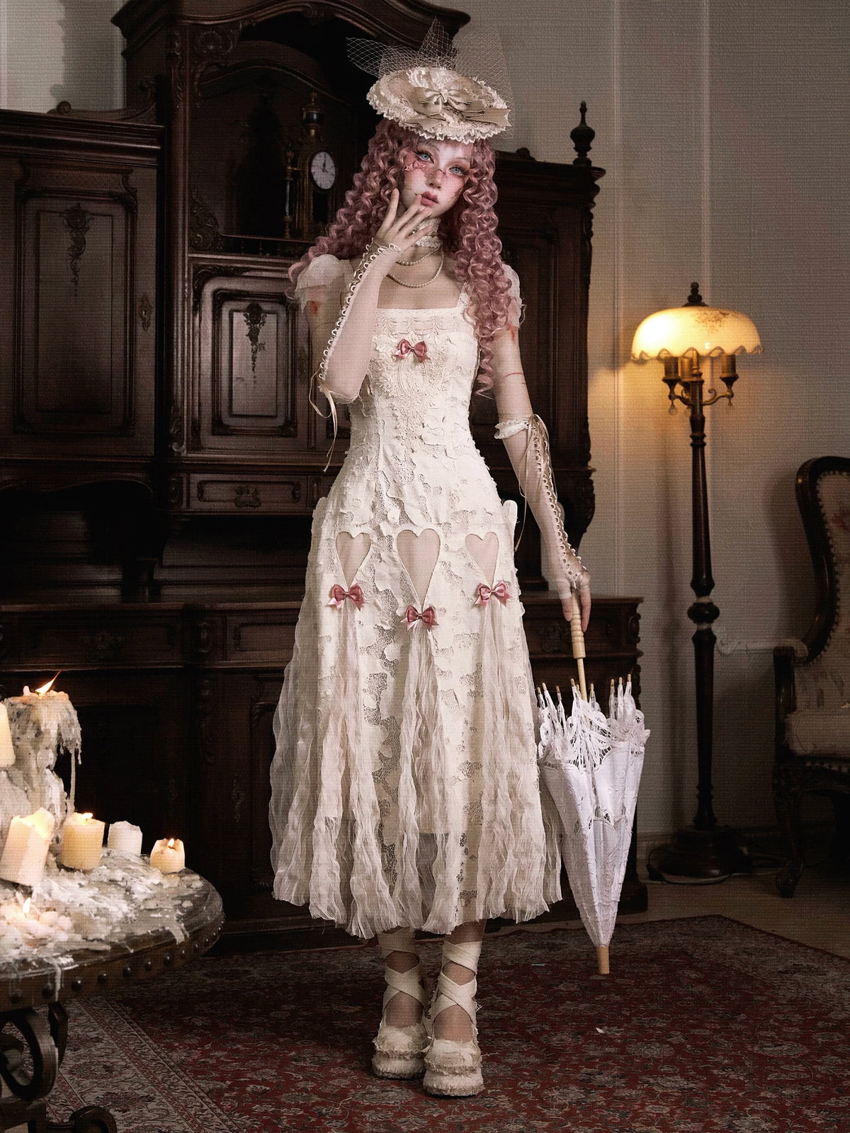 Vintage Lace Heart Cutout Gown