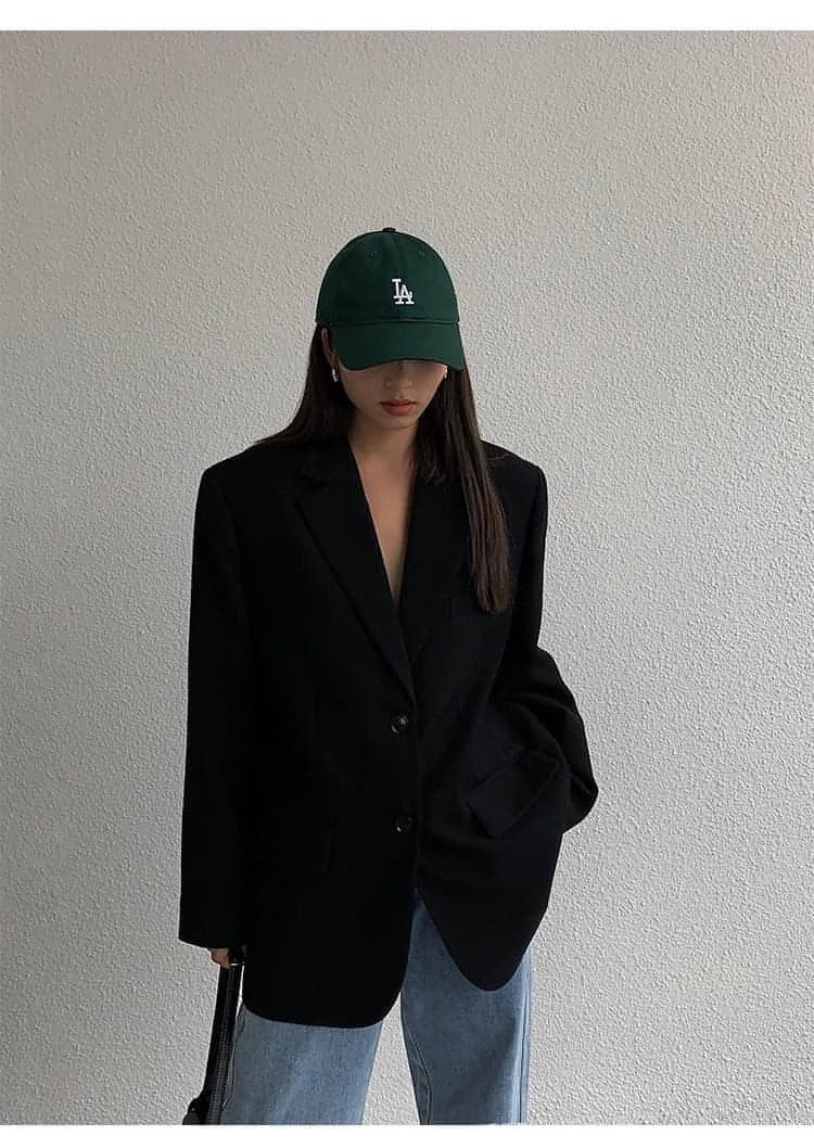 Neva Hu Black Oversized Korean-Style Blazer