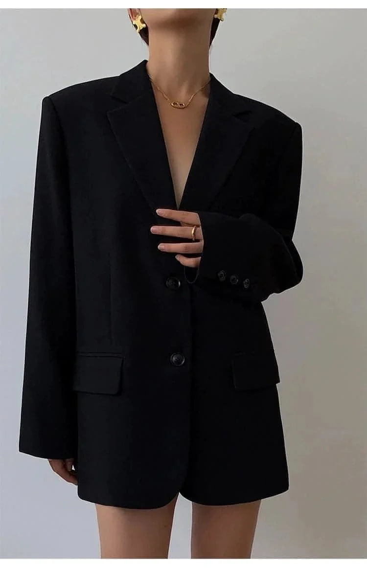 Neva Hu Black Oversized Korean-Style Blazer