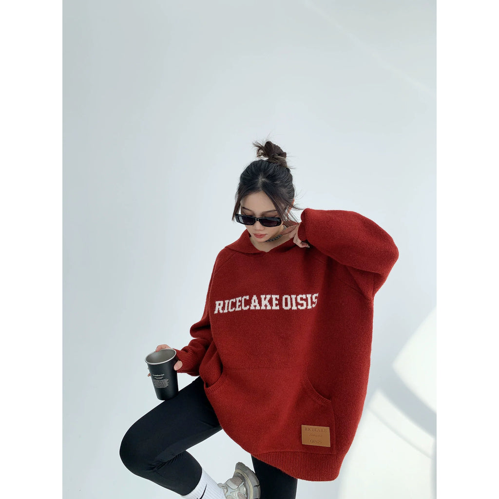 Brick Cozy Logo Knit Hoodie
