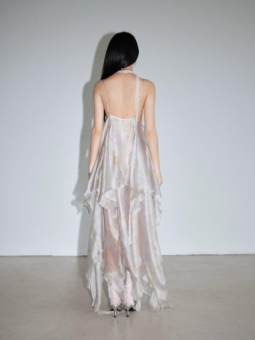 Ivory Layered Chiffon Slip Dress