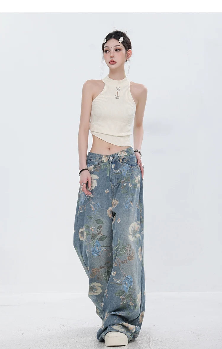 Blooming Botanica Floral Wide-Leg Jeans
