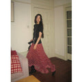 Plaid Chiffon Asymmetric Hem Skirt