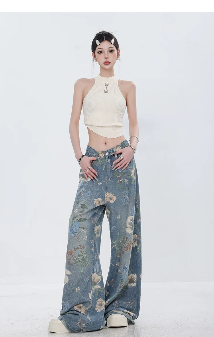 Blooming Botanica Floral Wide-Leg Jeans