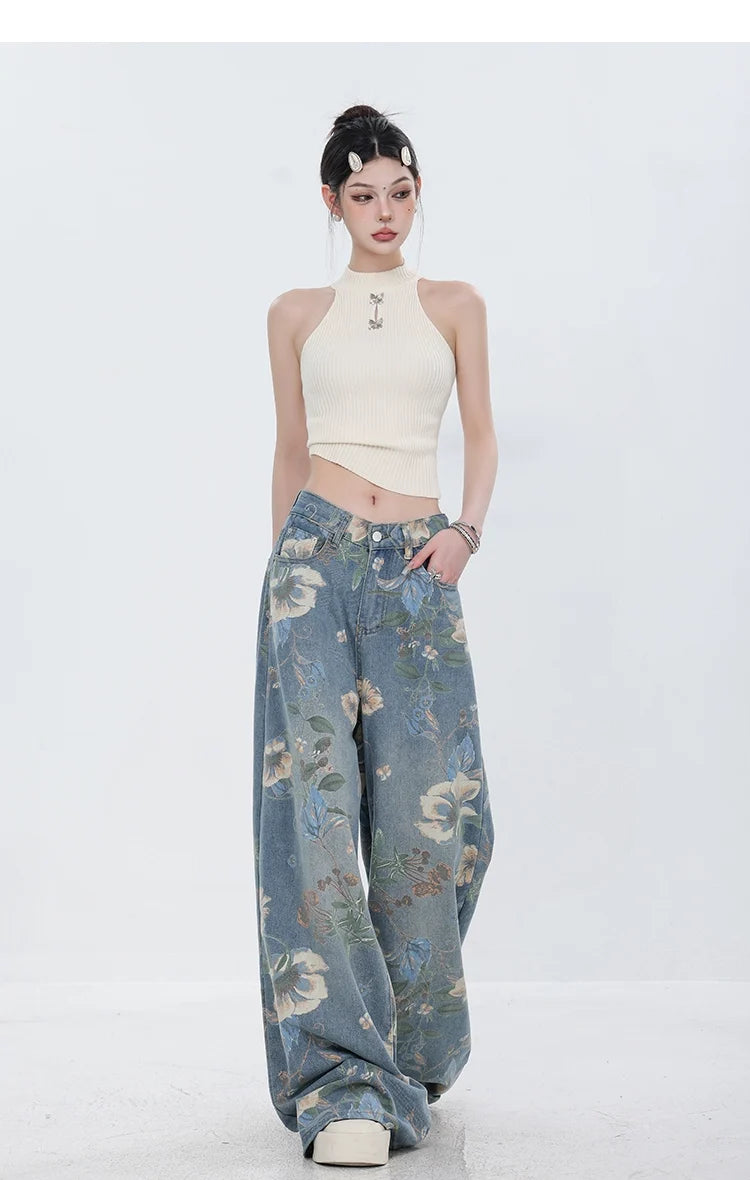 Blooming Botanica Floral Wide-Leg Jeans