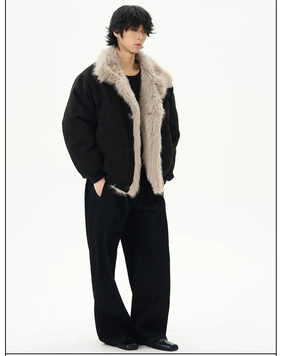 Faux Shearling Aviator Jacket