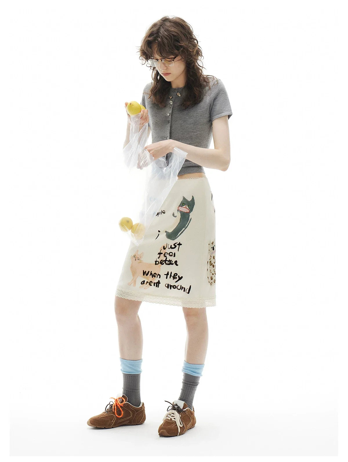 Anti‑Social Kitties Scribble Pencil Skirt