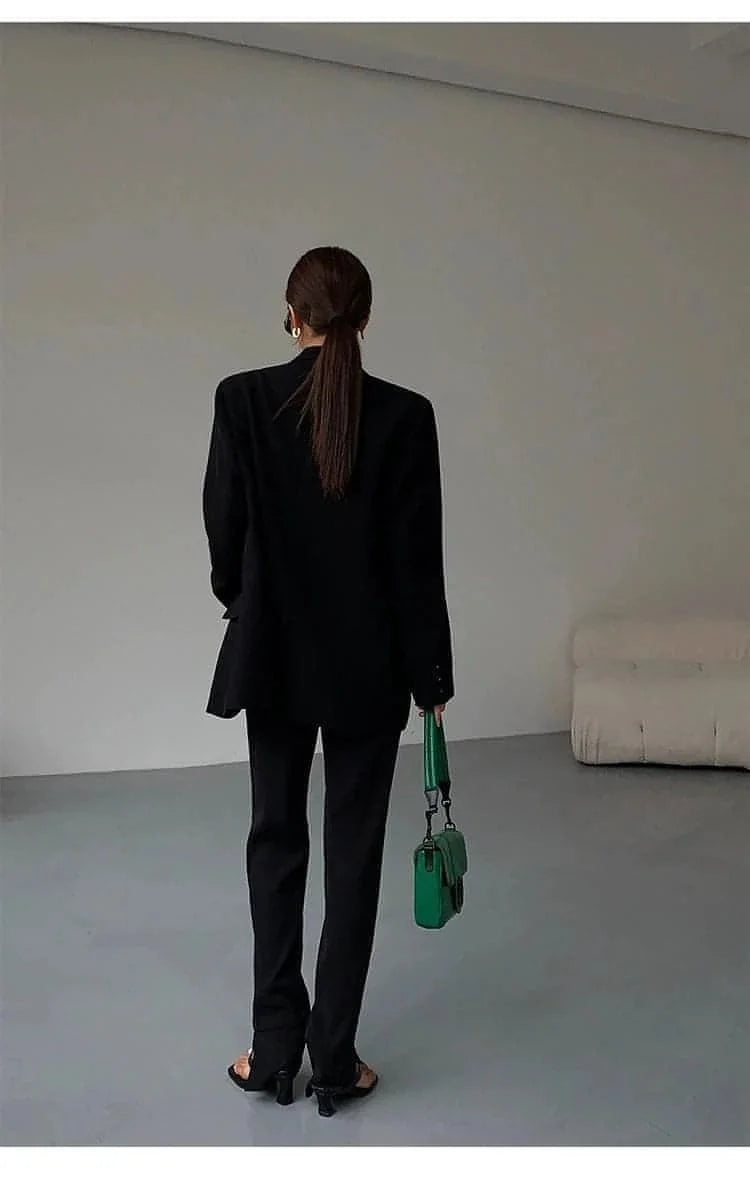 Neva Hu Black Oversized Korean-Style Blazer