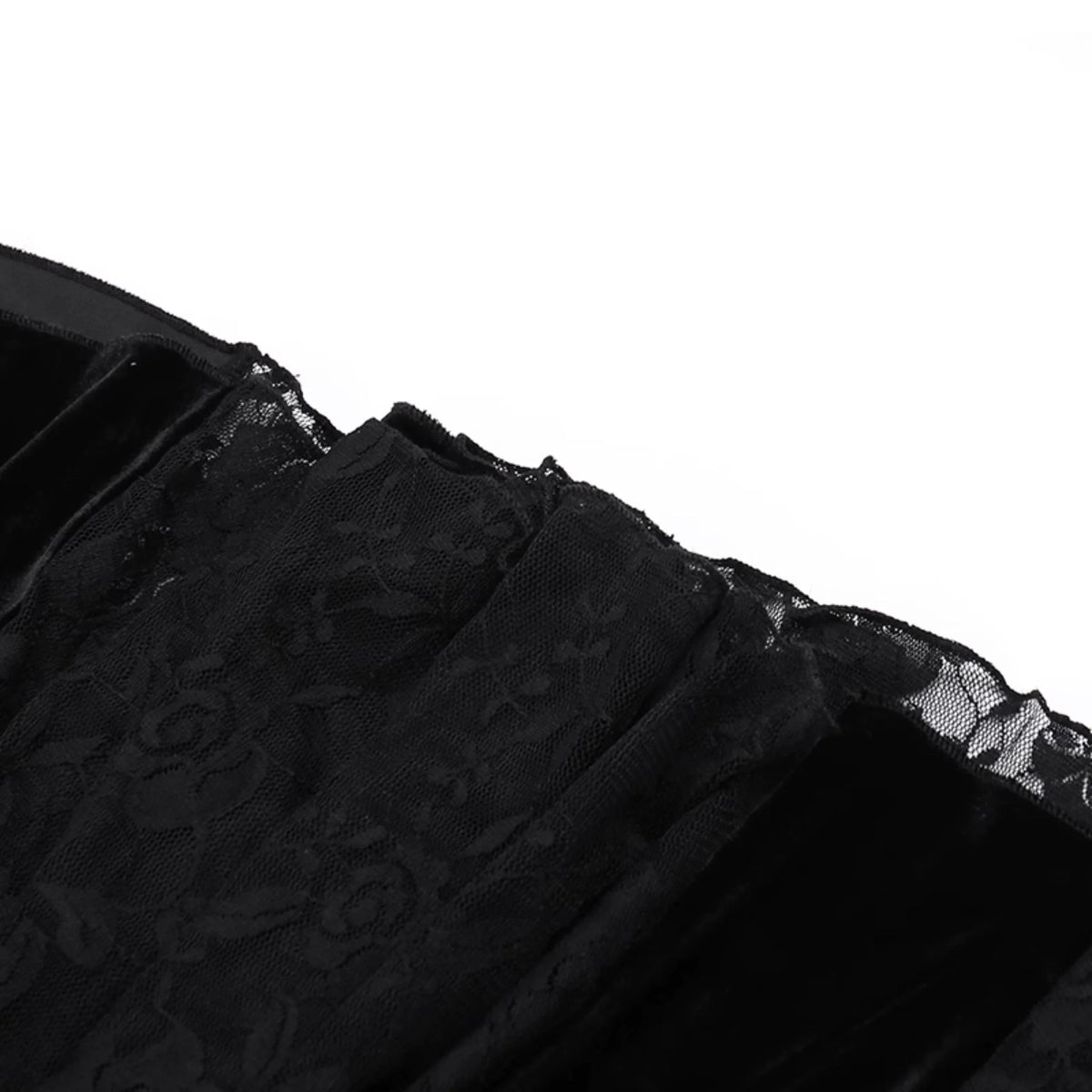 Gothic Velvet Mermaid Gown-Long Sleeve Lace Floor-Length Dress With High Collar