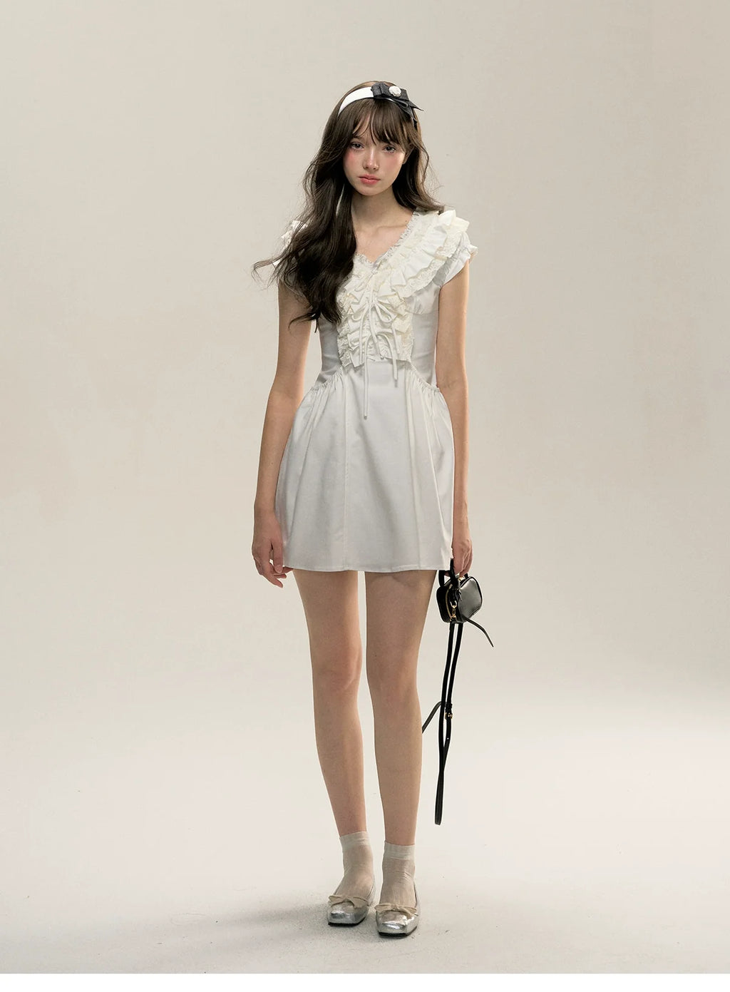 White Ruffle Victorian Cotton Summer Dress