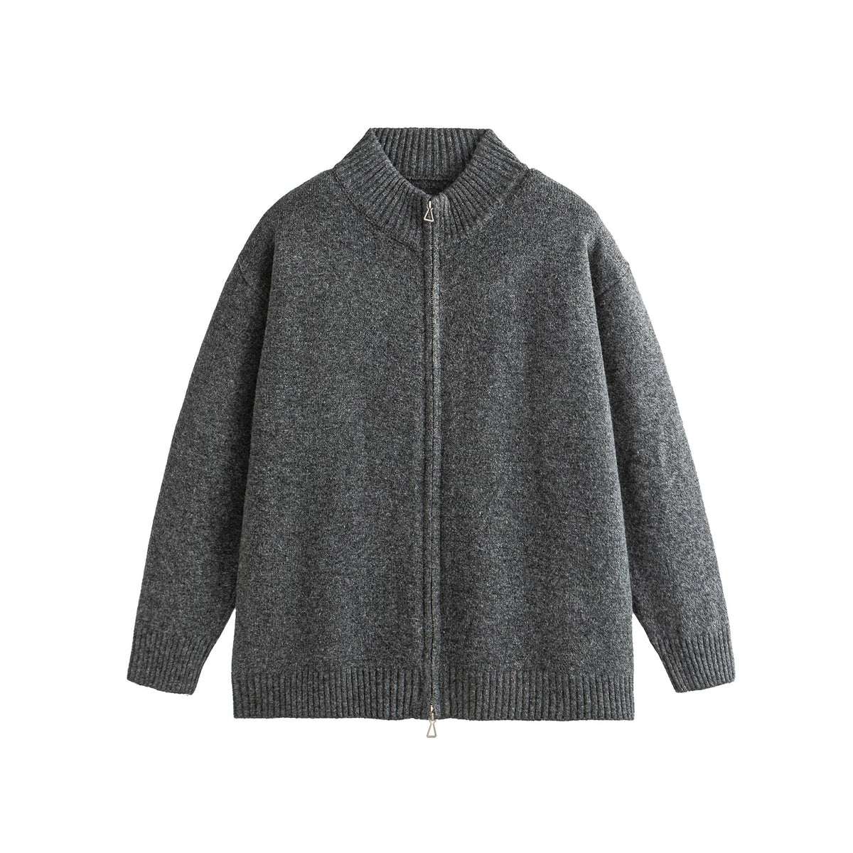 Mélange Zip Knit Cardigan