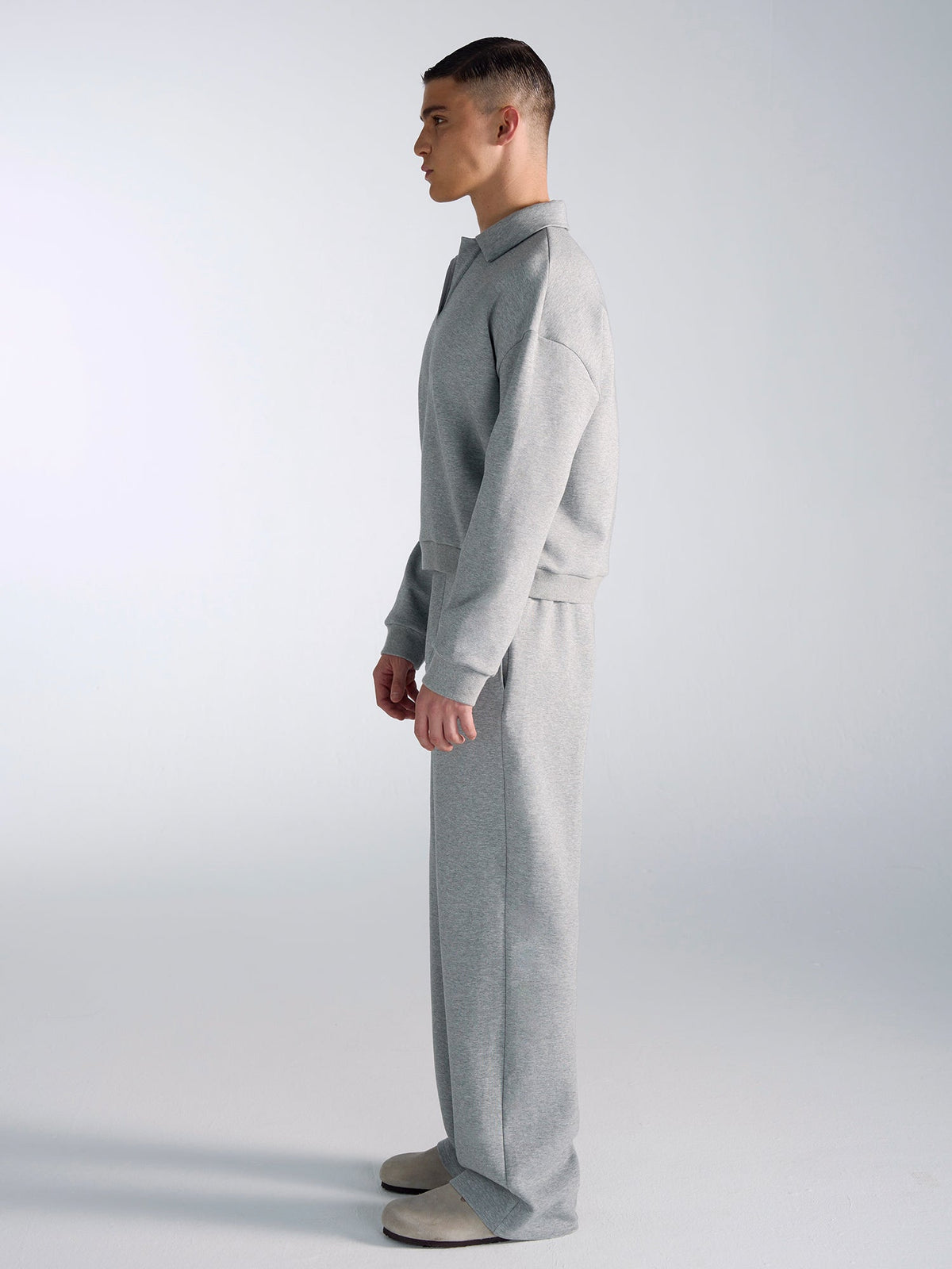 Oversized Polo Sweatshirt and Wide-Leg Sweatpants Setup