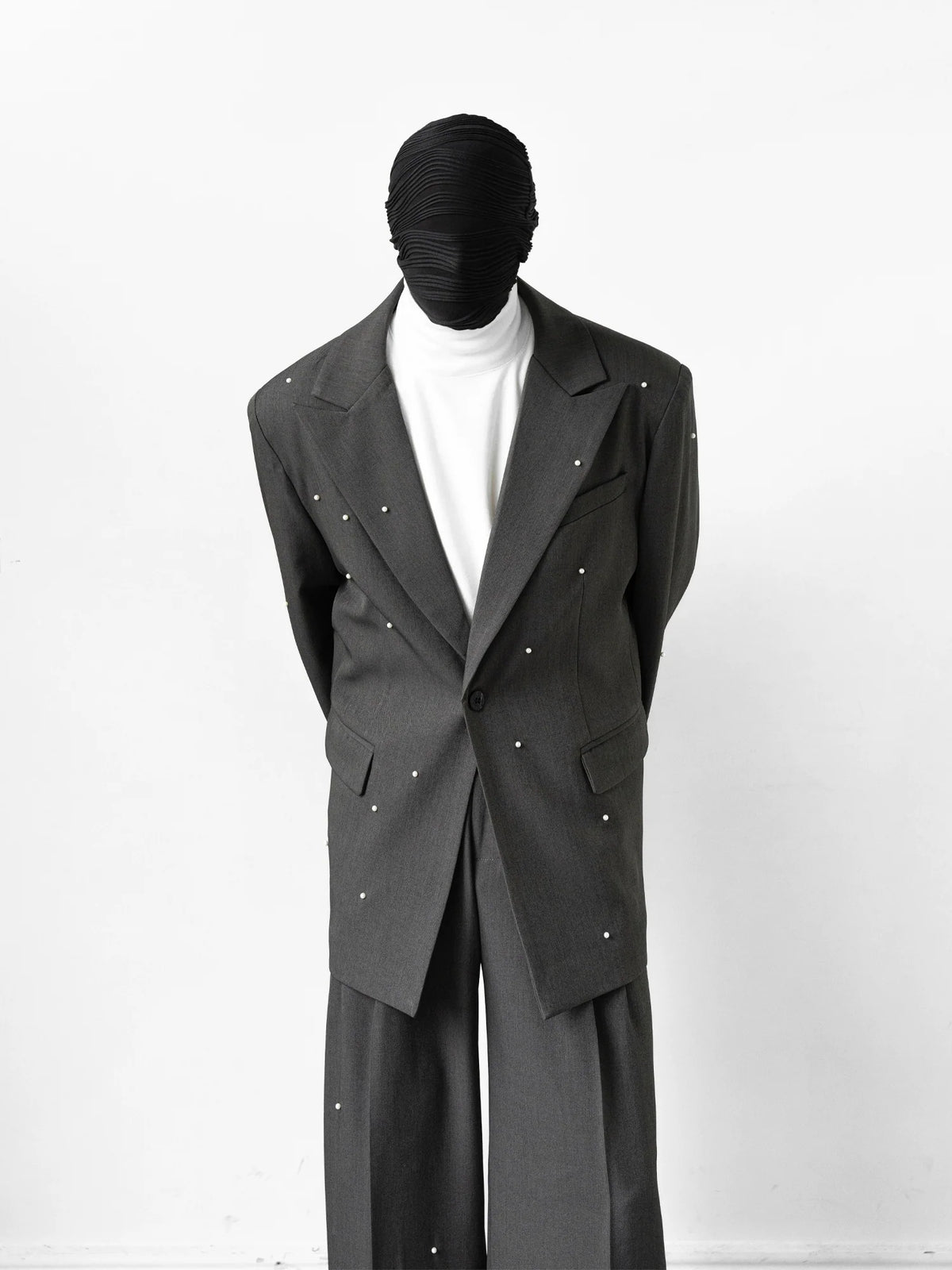 Embellished Charcoal Oversized Suit and Pants