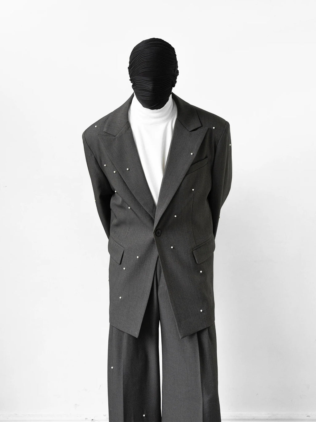 Embellished Charcoal Oversized Suit and Pants