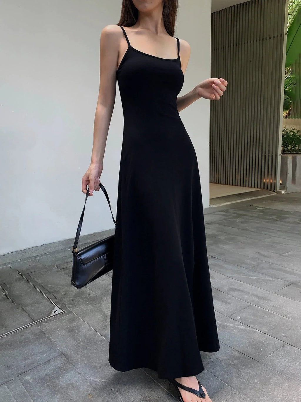 Black Spaghetti-Strap Maxi Dress