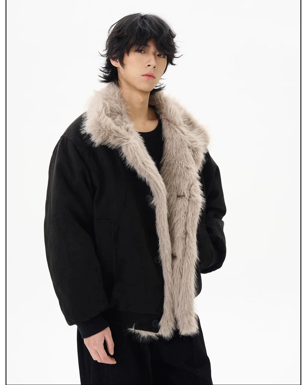 Faux Shearling Aviator Jacket