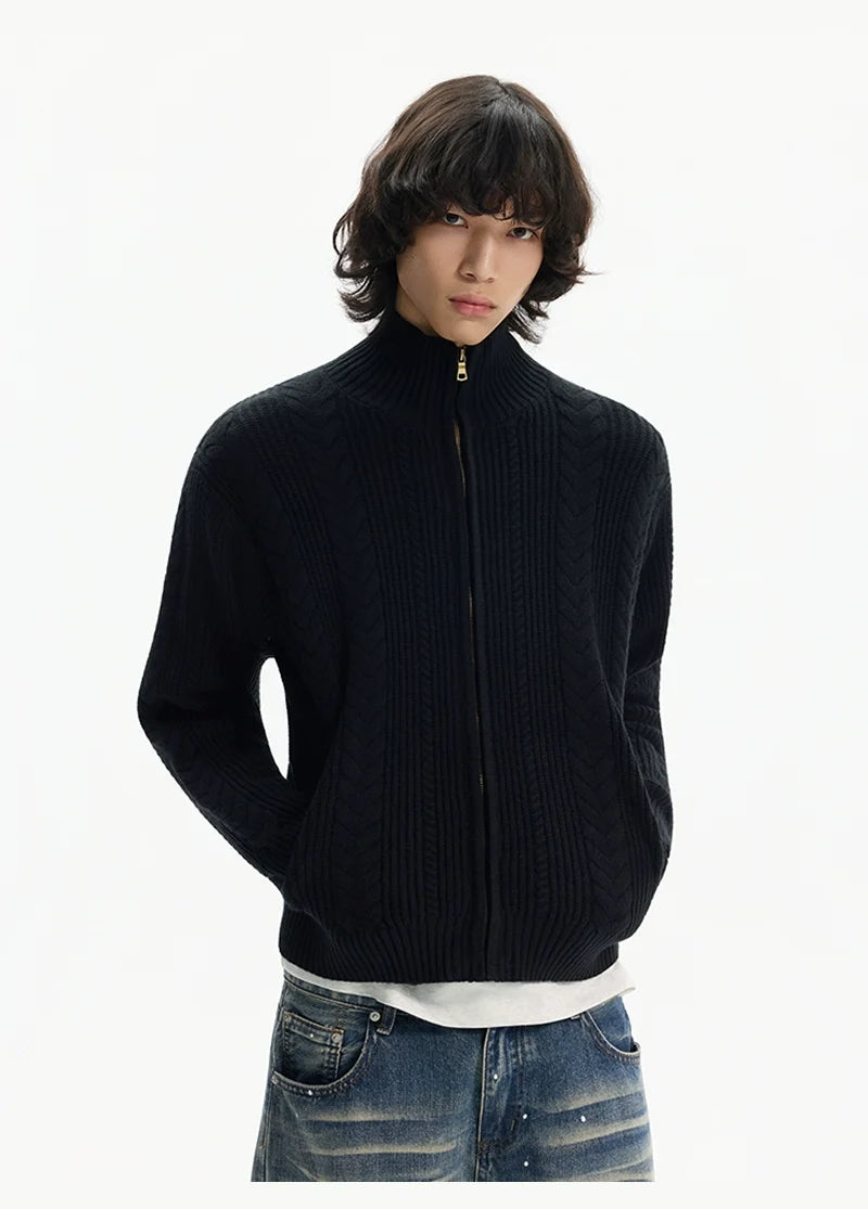 Heritage Weave Zip Cardigan