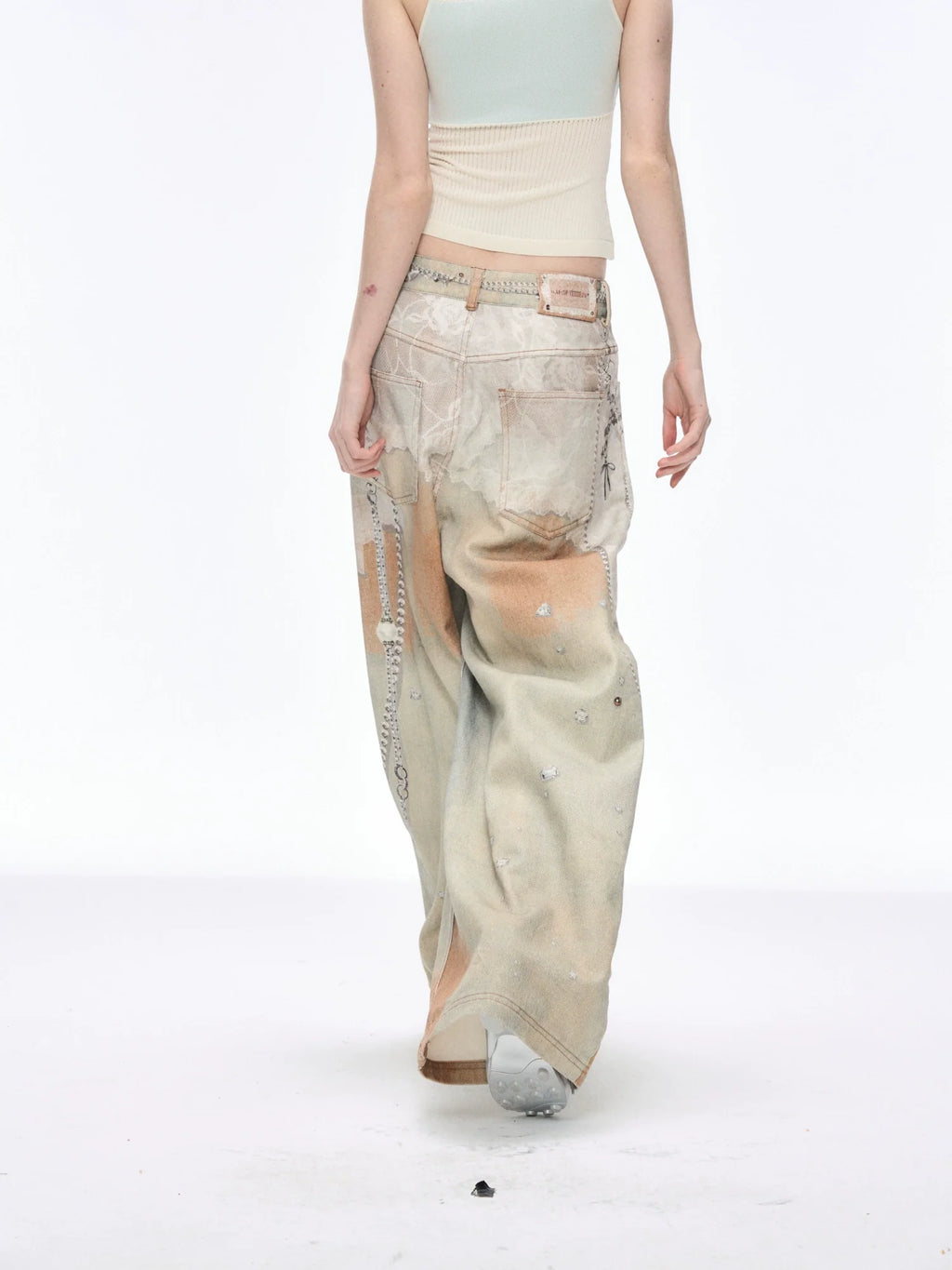 Artisan Distressed Painted Wide-Leg Jeans