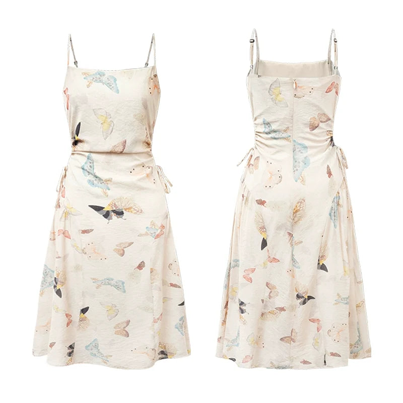 Butterfly Print Spaghetti Strap Dress