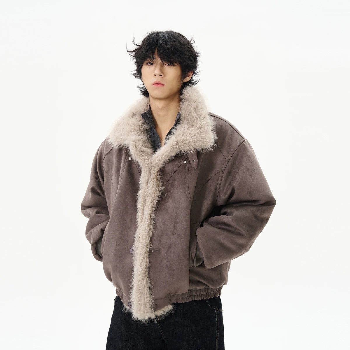 Faux Shearling Aviator Jacket