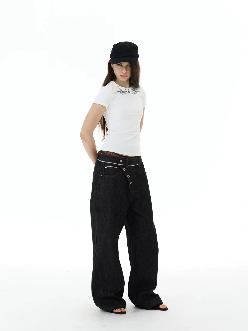 Orbit Placket Wide‑Leg Jeans