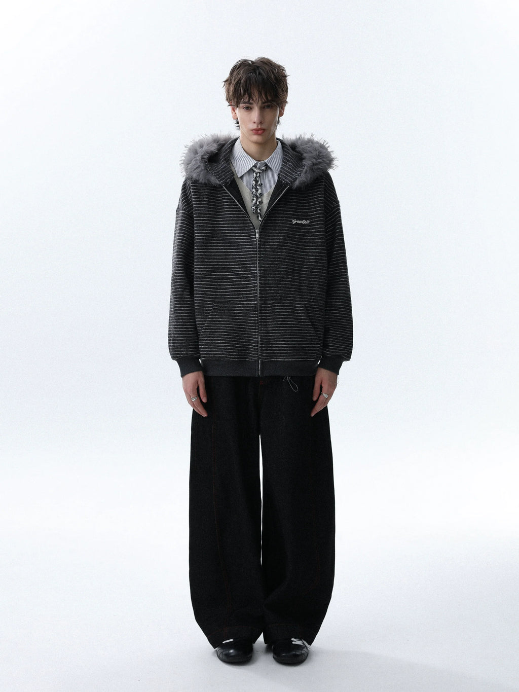 Frostline Striped Faux Fur Hoodie