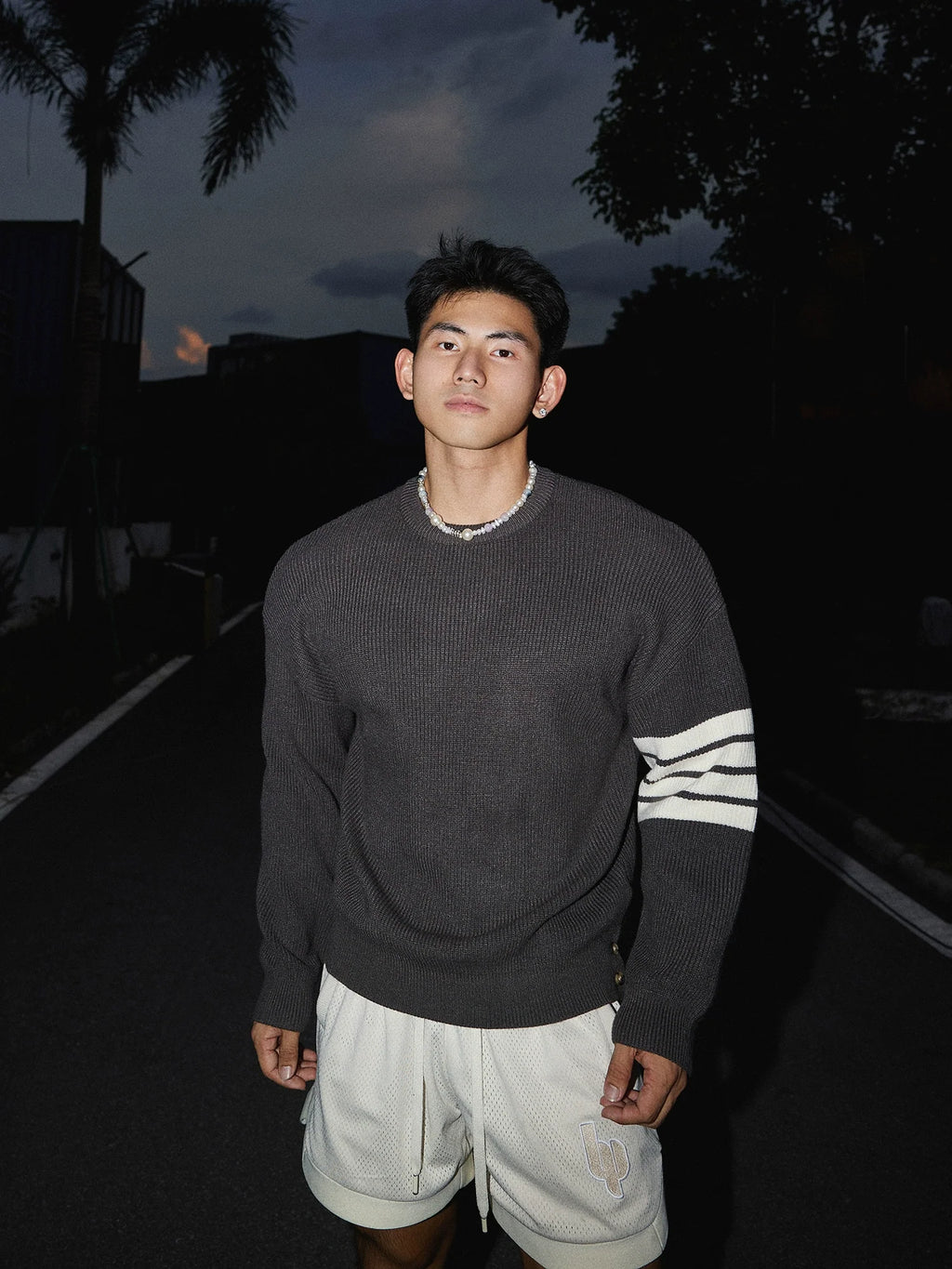 Crewneck Striped Sleeve Sweater