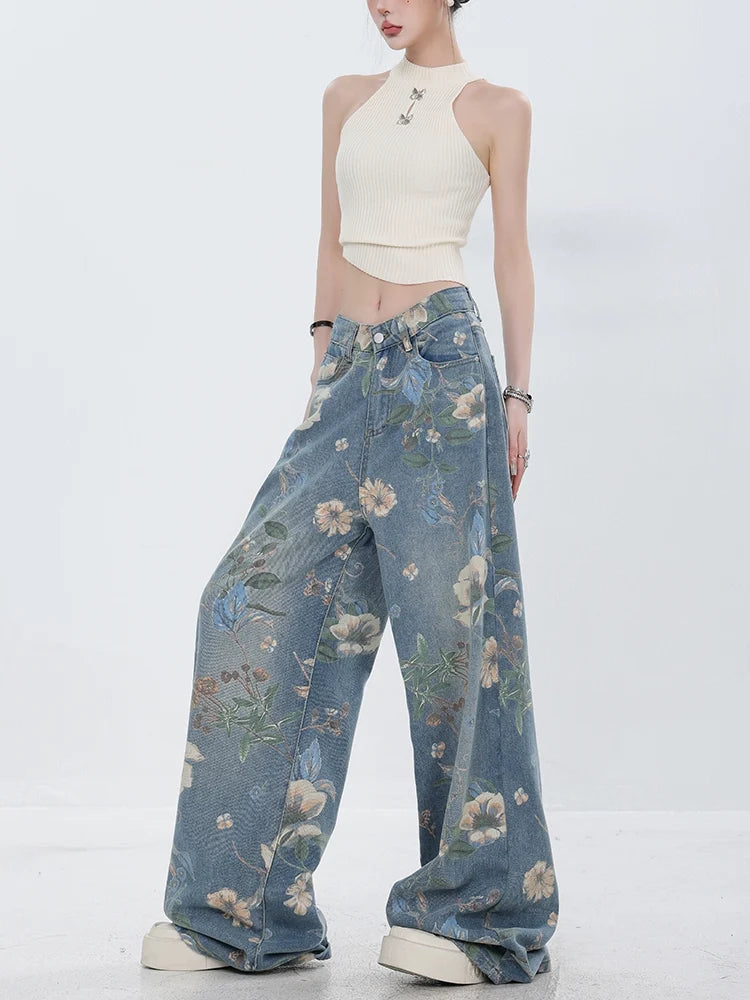 Blooming Botanica Floral Wide-Leg Jeans