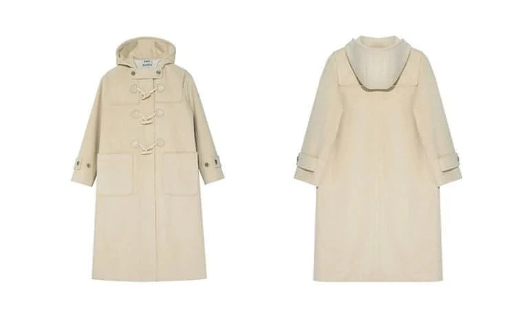 Winter Thicken College Style Hooded Mid-Length Melton Wool Coat