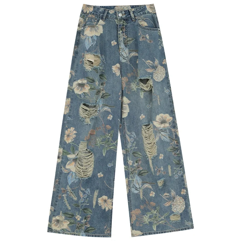 Blooming Botanica Floral Wide-Leg Jeans