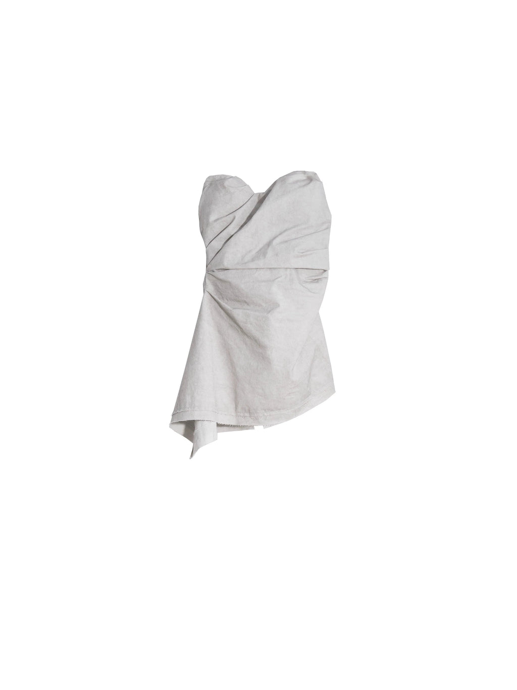 Strapless Draped Mini Dress - Women'S Light Gray Ruched Bodycon With Asymmetric Hem
