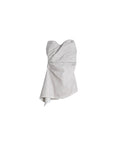 Strapless Draped Mini Dress - Women'S Light Gray Ruched Bodycon With Asymmetric Hem