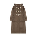 Winter Thicken College Style Hooded Mid-Length Melton Wool Coat