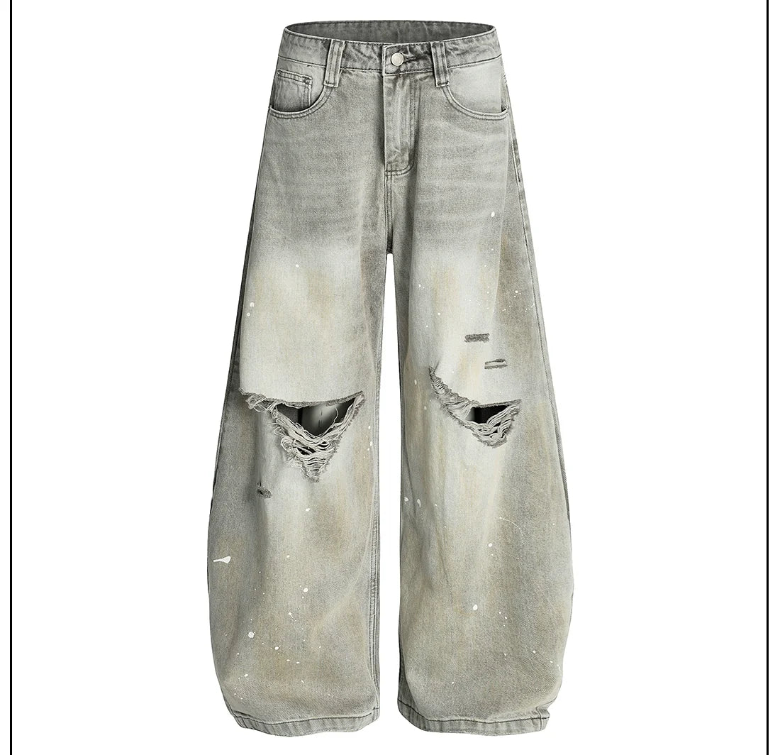 Wide Leg Paint Splatter Jeans