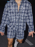 Blue Plaid Shirt and Shorts