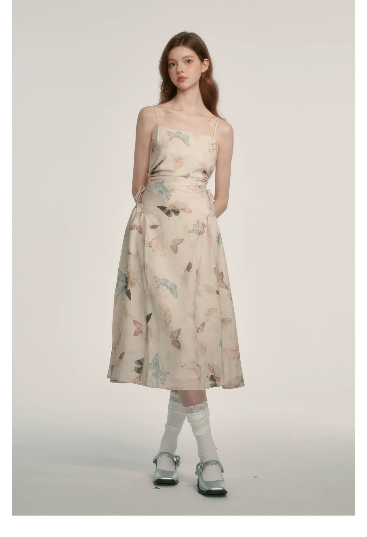 Butterfly Print Spaghetti Strap Dress