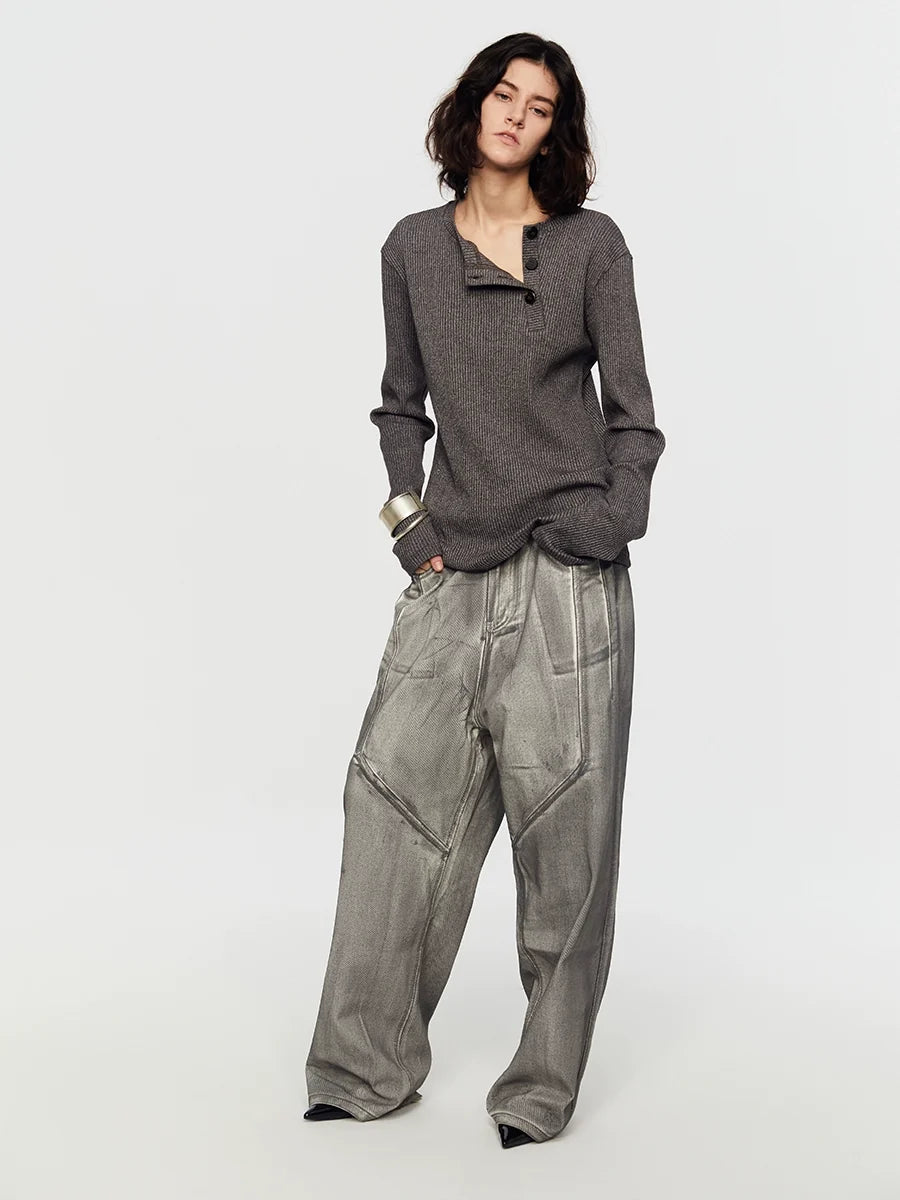 AshRidge Button Henley Sweater